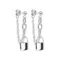 Najo Sterling Silver Love Lock Chain Stud Earrings