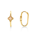 9ct Yellow Gold Huggie With Mother Of Pearl Four Leaf Clover Motif