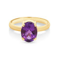 9ct Yellow Gold Oval Amethyst Ring