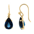 9ct Yellow Gold London Blue Topaz Drop Earrings