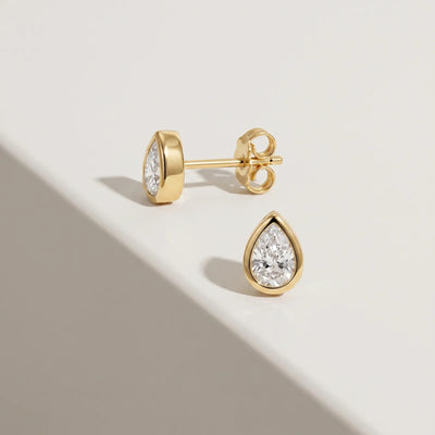 9ct Yellow Gold Pear Lab Grown Diamond Stud Earrings - alternate