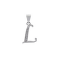 Sterling Silver Block Letter L With Cubic Zirconia