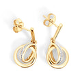 9ct Yellow Gold Interlocking Circle Diamond Stud Drop Earrings