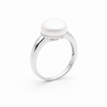 Sterling Silver White Button Freshwater Pearl Ring