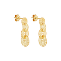 Najo Yellow Gold Plated Four Graduated Textured Disc Drop Earrings