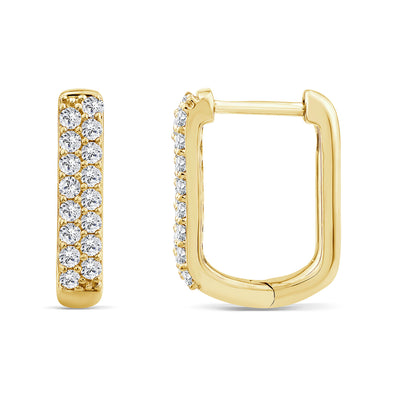 Gold Vermeil 22ct Double Row Lab Grown Diamond Huggie Earrings