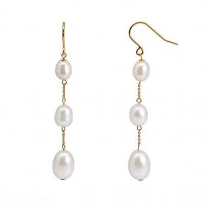 9ct Yellow Gold Ida Freshwater Pearl Drop Earrings