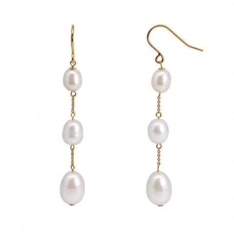 9ct Yellow Gold Ida Freshwater Pearl Drop Earrings