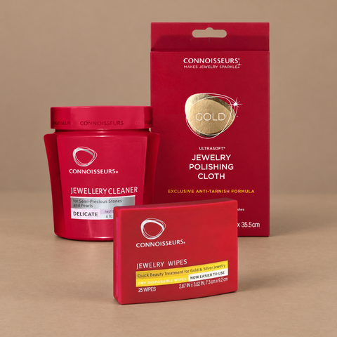 Delicate Jewellery Cleaning Bundle on a warm brown background