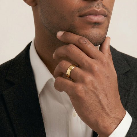 Men's 9ct Yellow Gold Flat Wedding Ring - alternate view