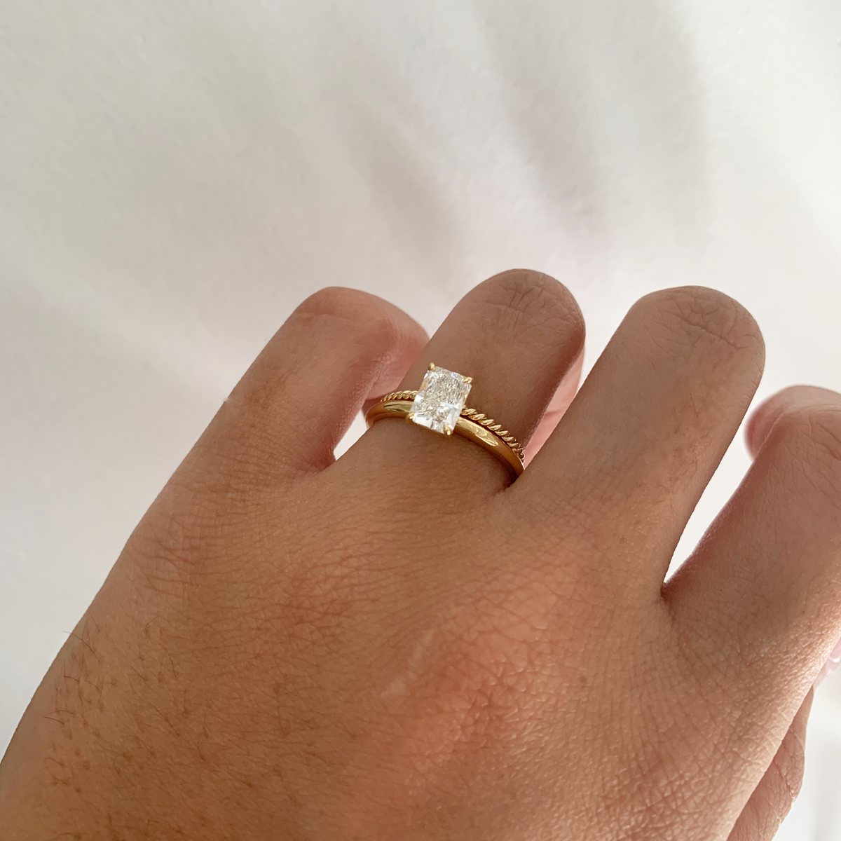 Princess cut diamond ring with gold band deals