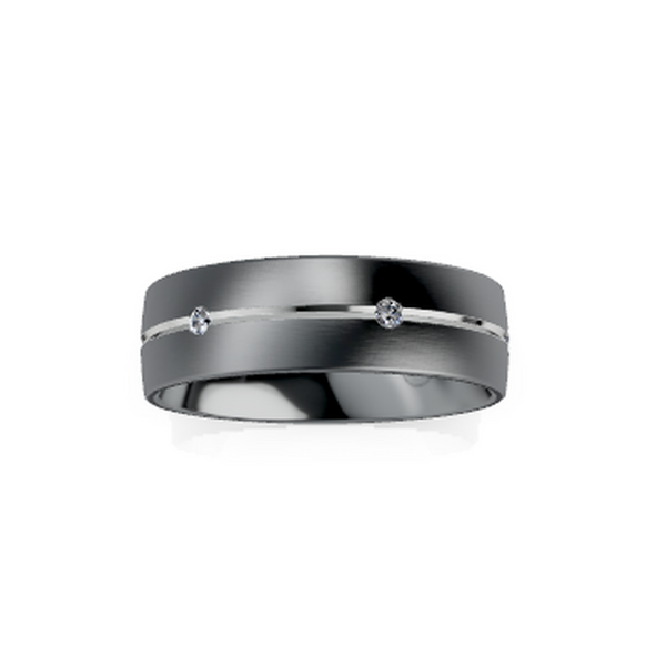 Tantalum And White Gold Diamond Men's Wedding Ring