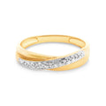 9ct Yellow Gold Diamond Set Crossover Ring