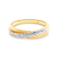 9ct Yellow Gold Diamond Set Crossover Ring