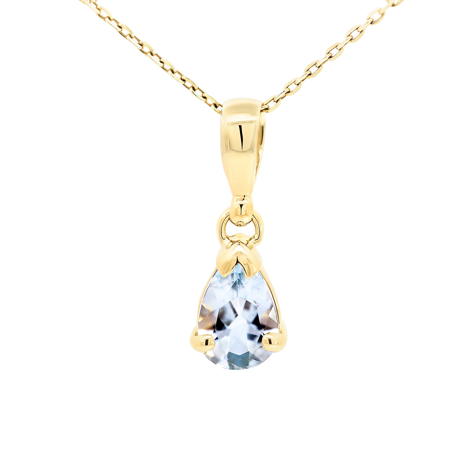 9ct Yellow Gold Teardrop Aquamarine Pendant