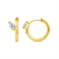 9ct Yellow Gold Offset Lab Grown Diamond Huggies