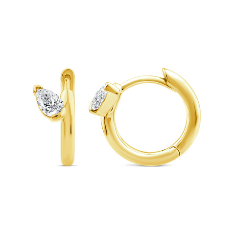 9ct Yellow Gold Offset Lab Grown Diamond Huggies