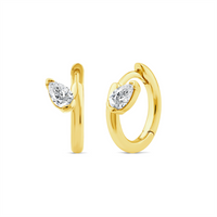 9ct Yellow Gold Offset Lab Grown Diamond Huggies