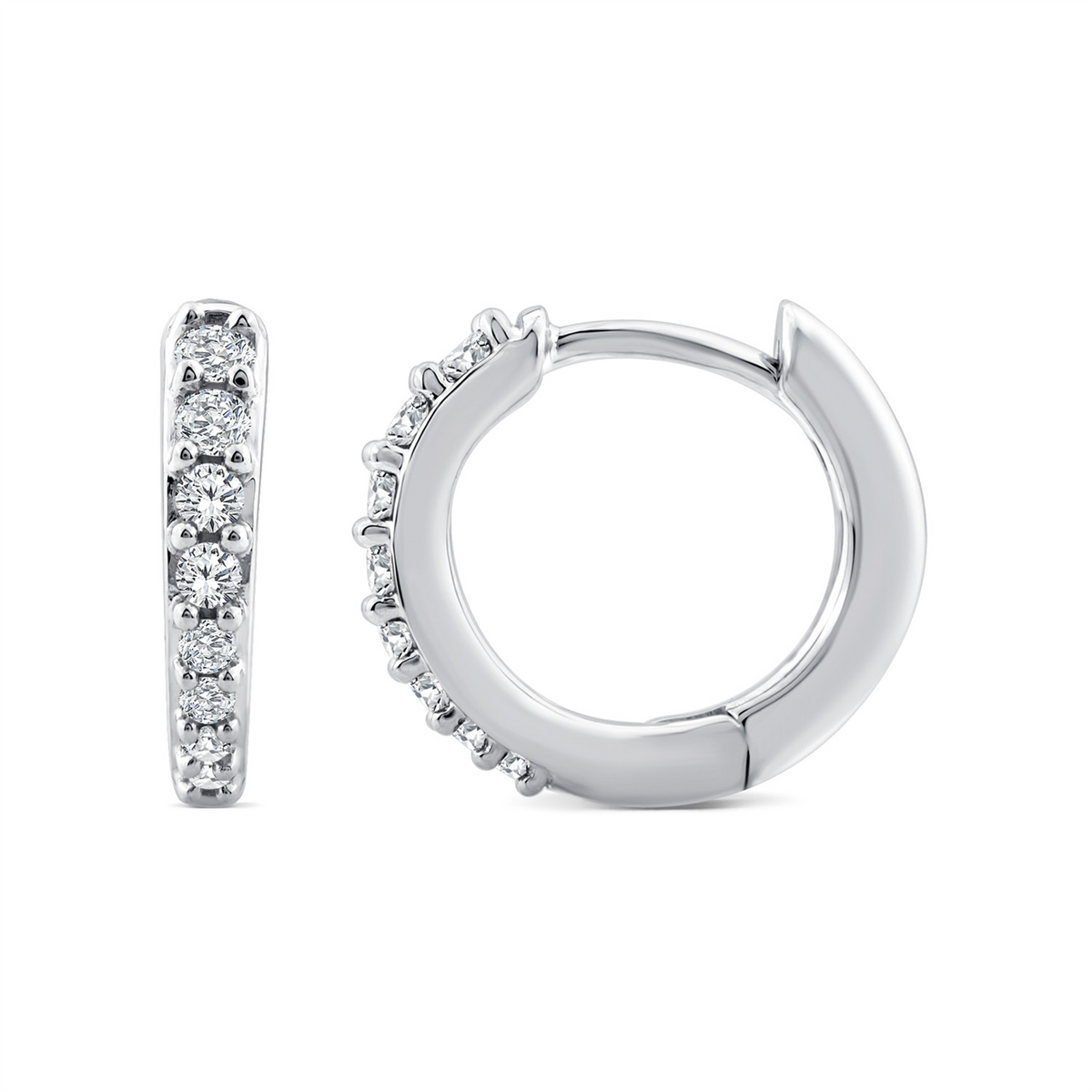 9ct White Gold 8mm Lab Grown Diamond Huggie Earrings