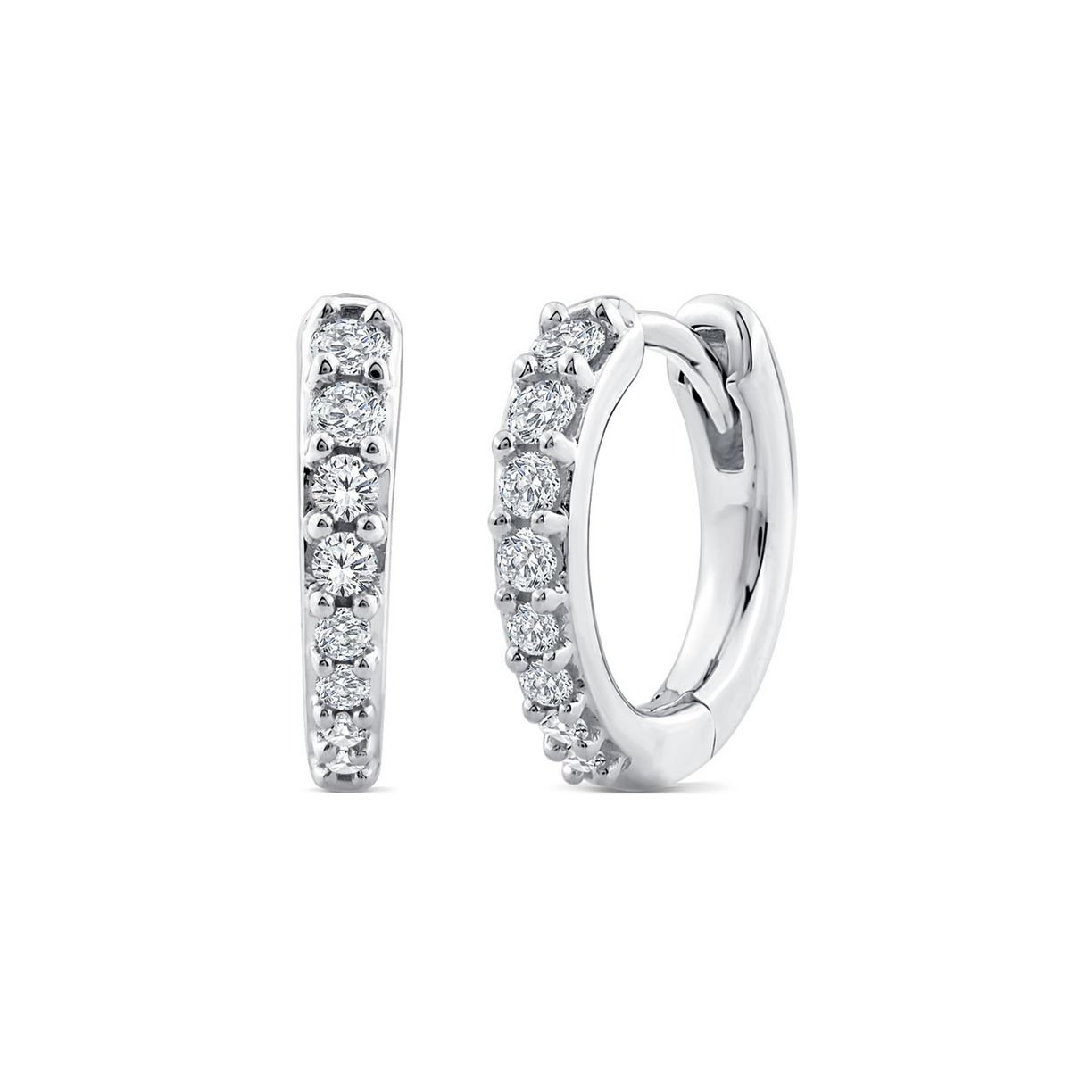 9ct White Gold 8mm Lab Grown Diamond Huggie Earrings