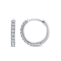 9ct White Gold Small Lab Grown Diamond Huggie Earrings
