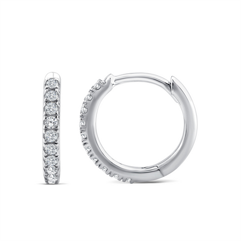 9ct White Gold Small Lab Grown Diamond Huggie Earrings