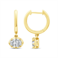 9ct Yellow Gold Oval Lab Grown Diamond Huggie Drops