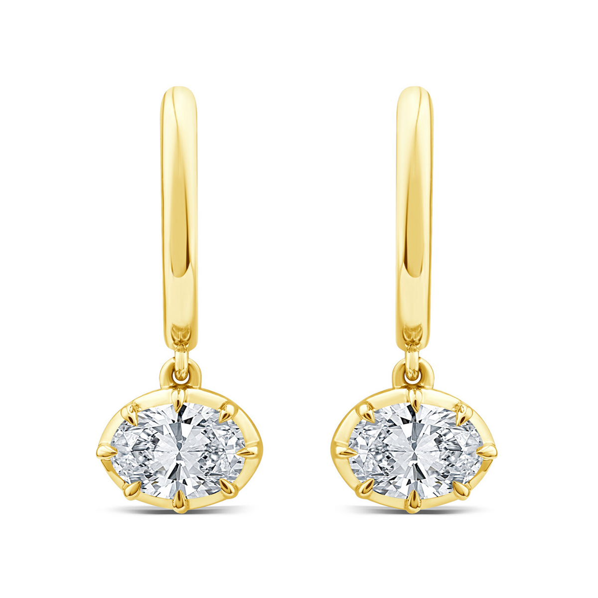 9ct Yellow Gold Oval Lab Grown Diamond Huggie Drops