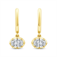 9ct Yellow Gold Oval Lab Grown Diamond Huggie Drops