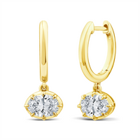 9ct Yellow Gold Oval Lab Grown Diamond Huggie Drops