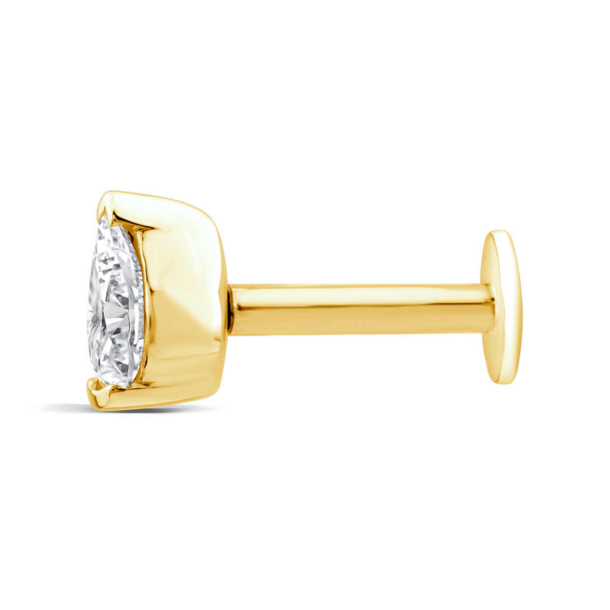 9ct Yellow Gold Single Pear Lab Grown Diamond Stud Earring