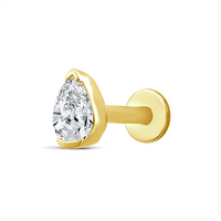 9ct Yellow Gold Single Pear Lab Grown Diamond Stud Earring