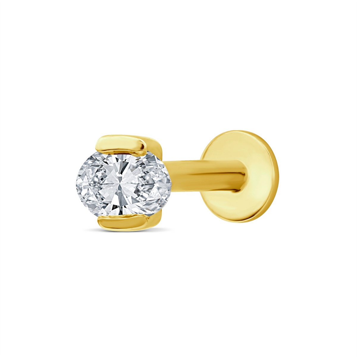 9ct Yellow Gold Single Oval Lab Grown Diamond Stud Earring
