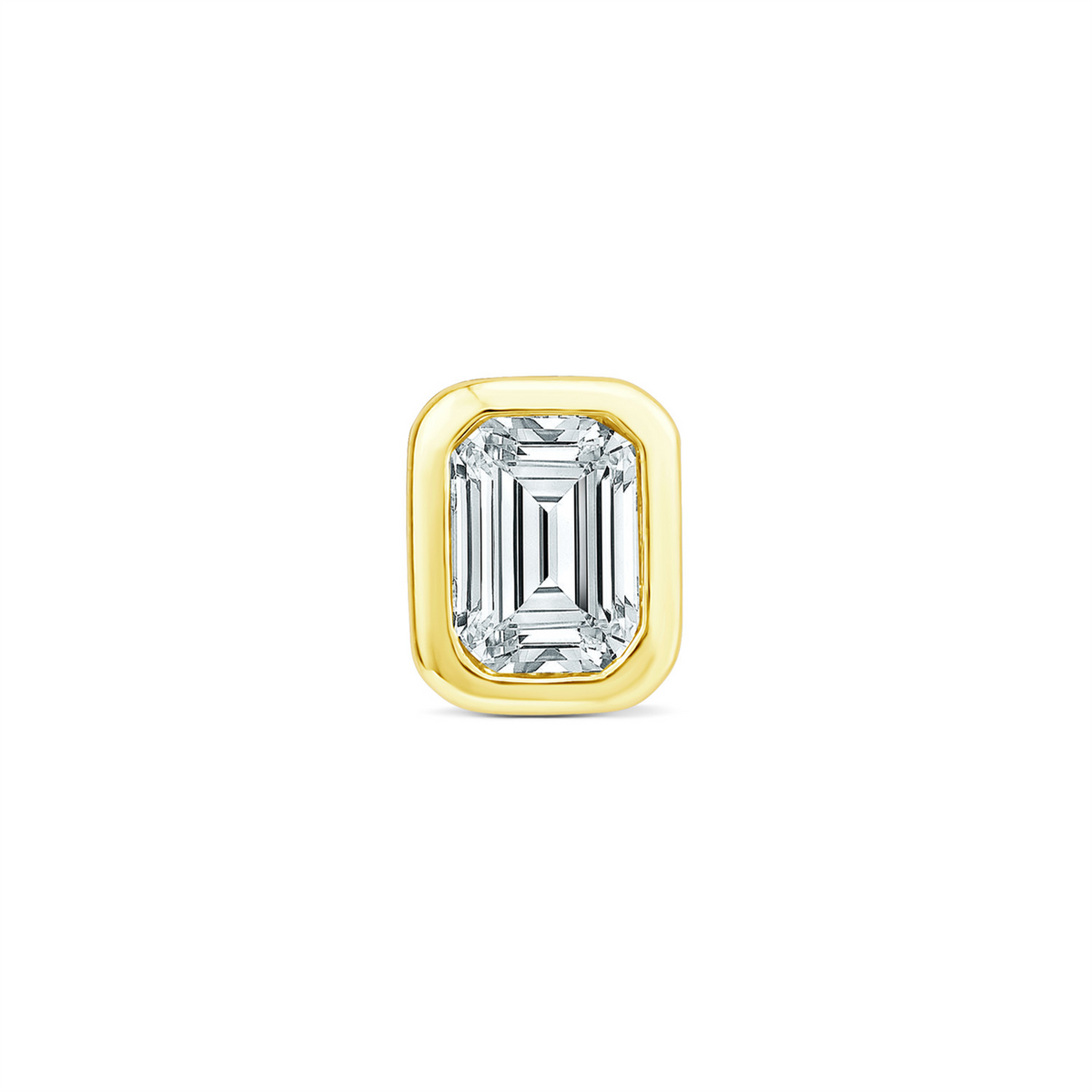 9ct Yellow Gold Single Emerald Shape Lab Grown Diamond Stud Earring