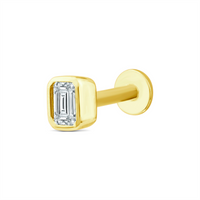 9ct Yellow Gold Single Emerald Shape Lab Grown Diamond Stud Earring