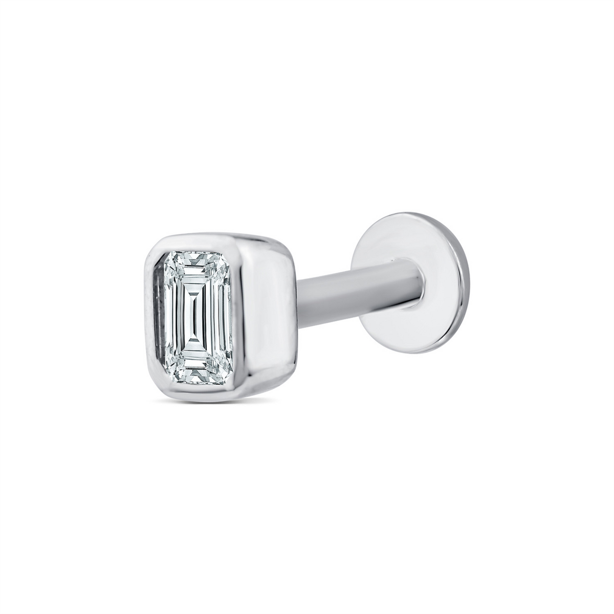 9ct White Gold Single Emerald Lab Grown Diamond Stud Earring