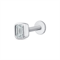 9ct White Gold Single Emerald Lab Grown Diamond Stud Earring