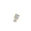 9ct Yellow Gold Princess and Round Lab Grown Diamond Single Stud Earring