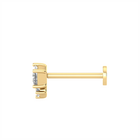 9ct Yellow Gold Princess and Round Lab Grown Diamond Single Stud Earring