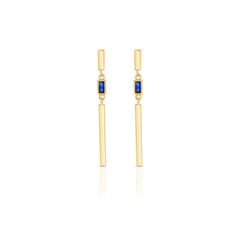 9ct Yellow Gold Drop Earrings With Created Sapphire