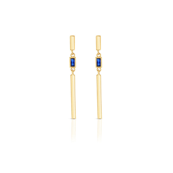 9ct Yellow Gold Drop Earrings With Created Sapphire