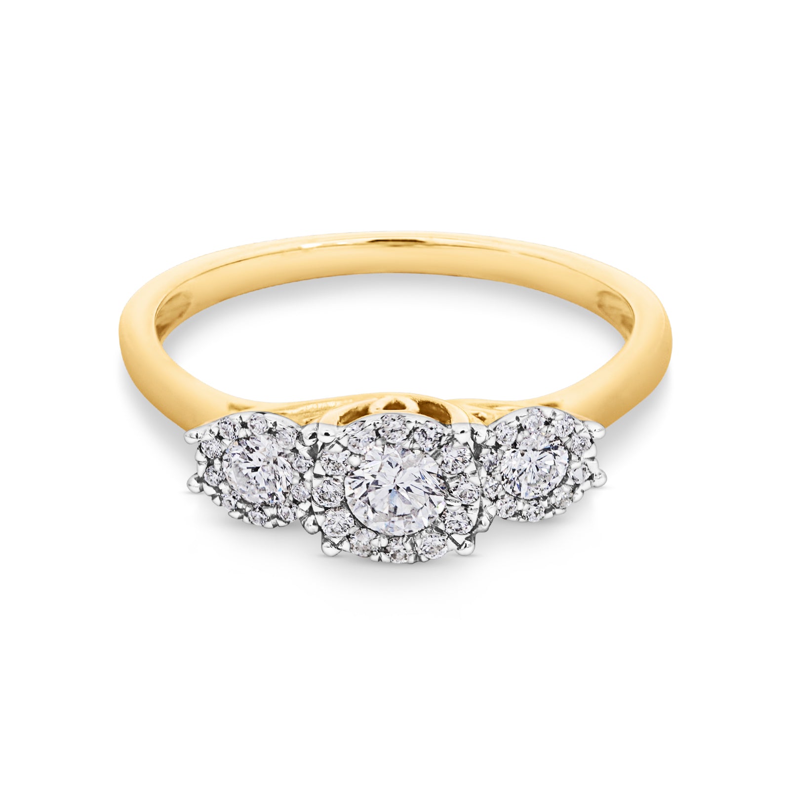 0.47ct Round Natural Diamond Trilogy Ring