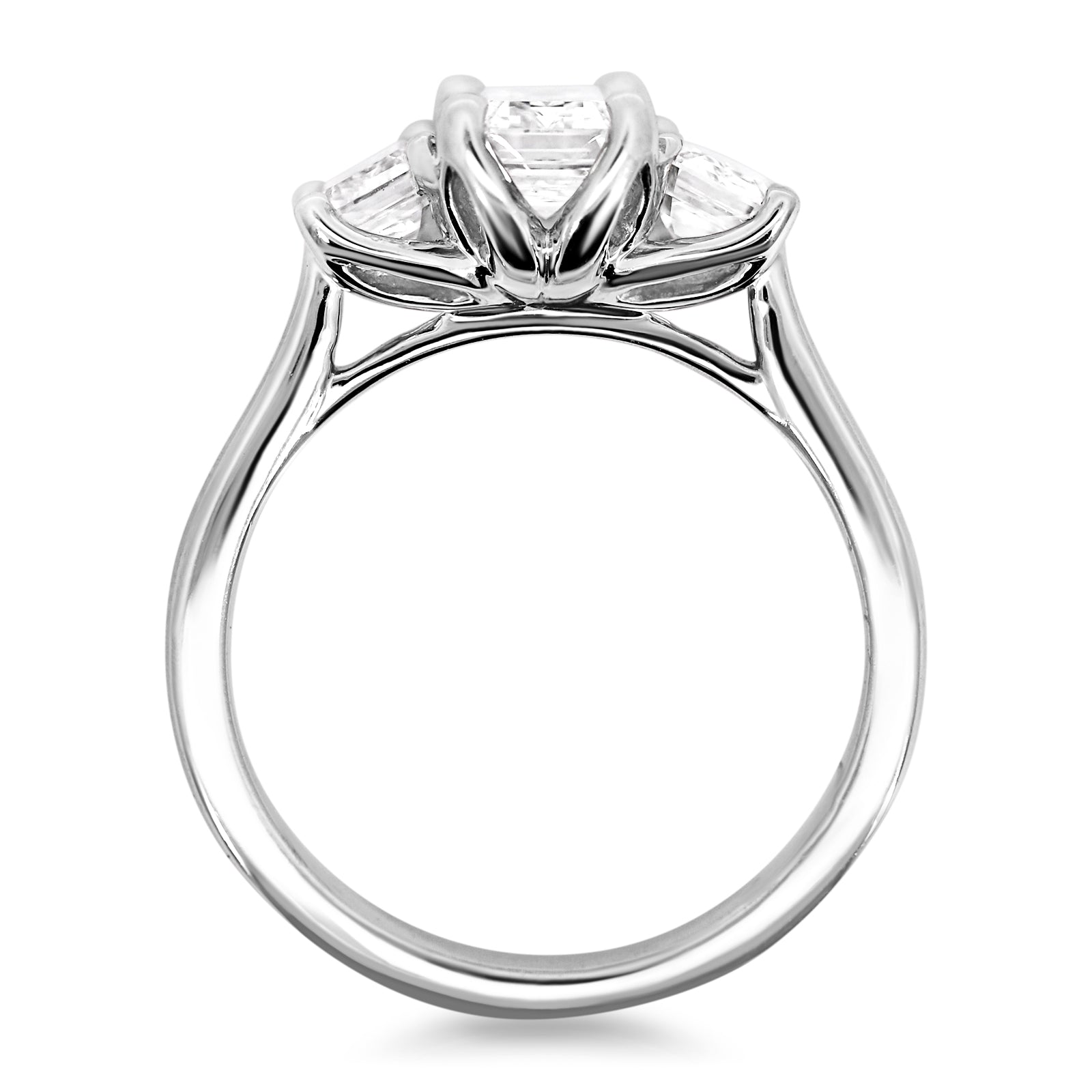 2.07ct Emerald Lab Grown Diamond Trilogy Ring