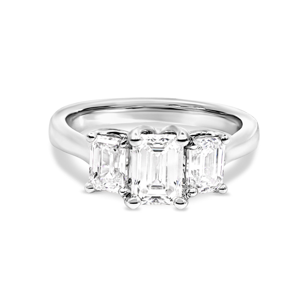 The Elody | 2.07ct Emerald Lab Grown Diamond Trilogy Ring