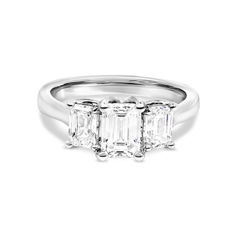 The Elody | 2.07ct Emerald Lab Grown Diamond Trilogy Ring