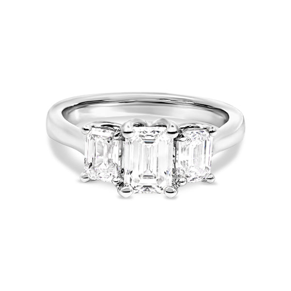 The Elody | 2.07ct Emerald Lab Grown Diamond Trilogy Ring