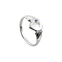 Sterling Silver Single Heart June Birthstone Signet Ring Size H
