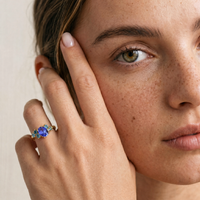9ct Yellow Gold Multi Blue Coloured Stone Dress Ring