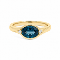 9ct Yellow Gold London Blue Topaz & Lab Grown Diamond Ring