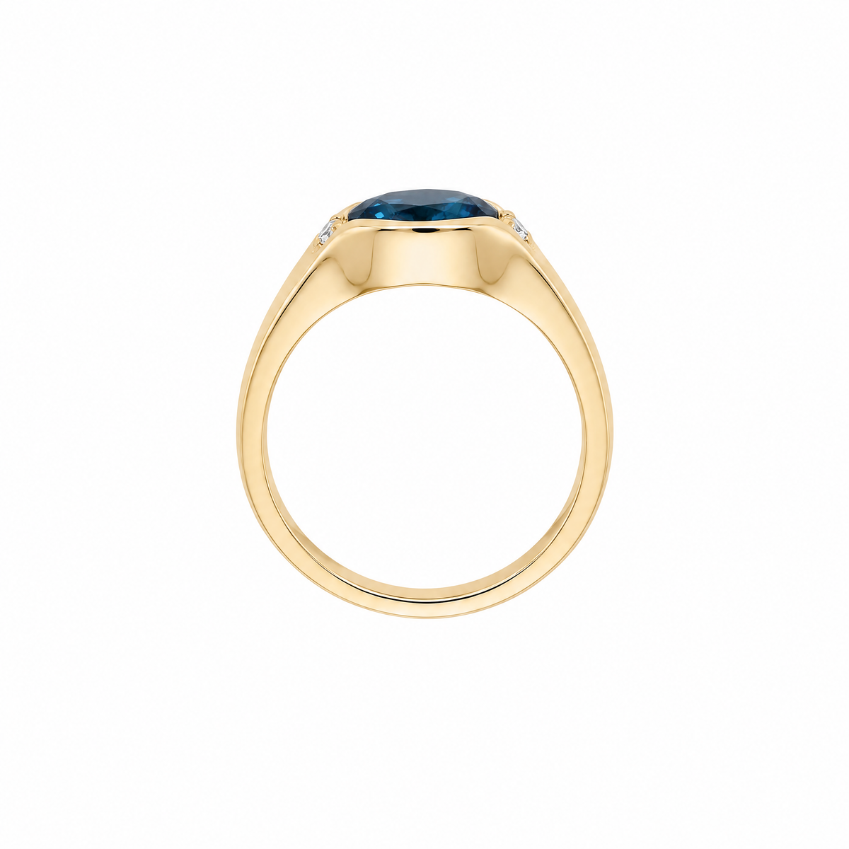 9ct Yellow Gold London Blue Topaz & Lab Grown Diamond Ring